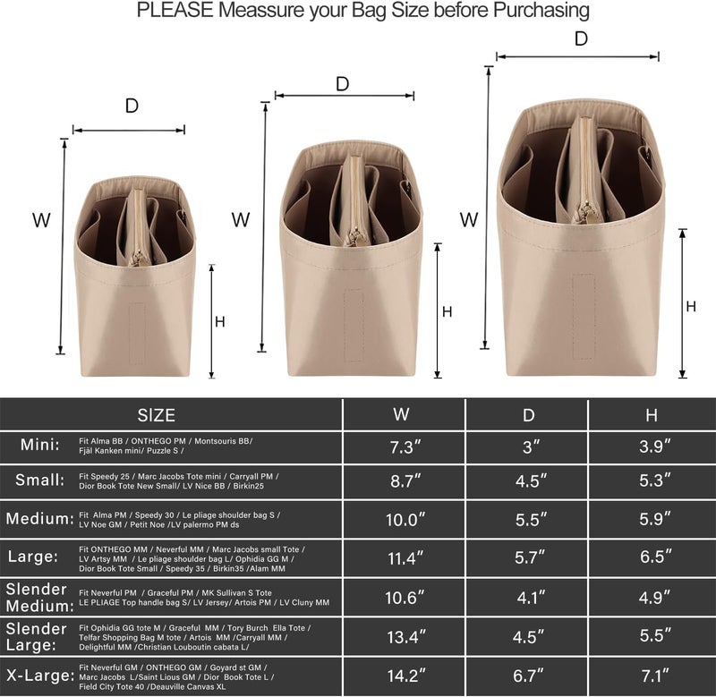 ZTUJO Purse Organizer Insert For Handbags, Purse Organizer With Zipper, Neverfull Organizer, Bag Organizer For Speedy Neverfull ONTHEGO Tote, Handbag and More (Silky Beige, X-Large) - Image 2